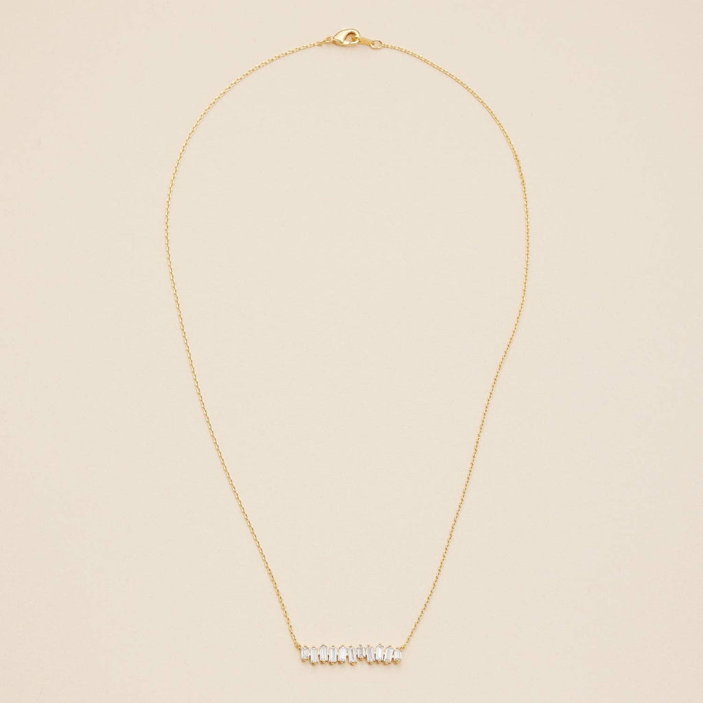 Gold Dipped Baguette Bar Necklace