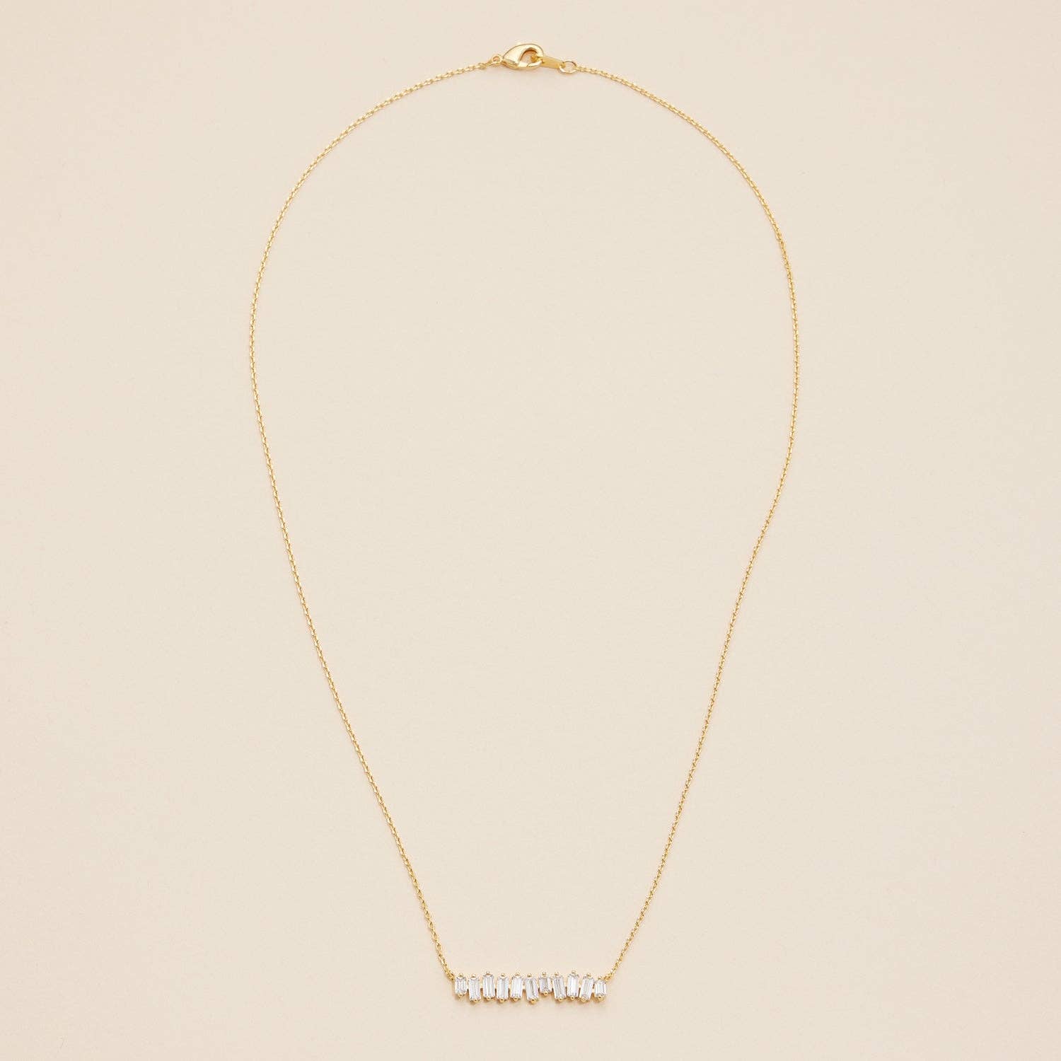 Gold Dipped Baguette Bar Necklace