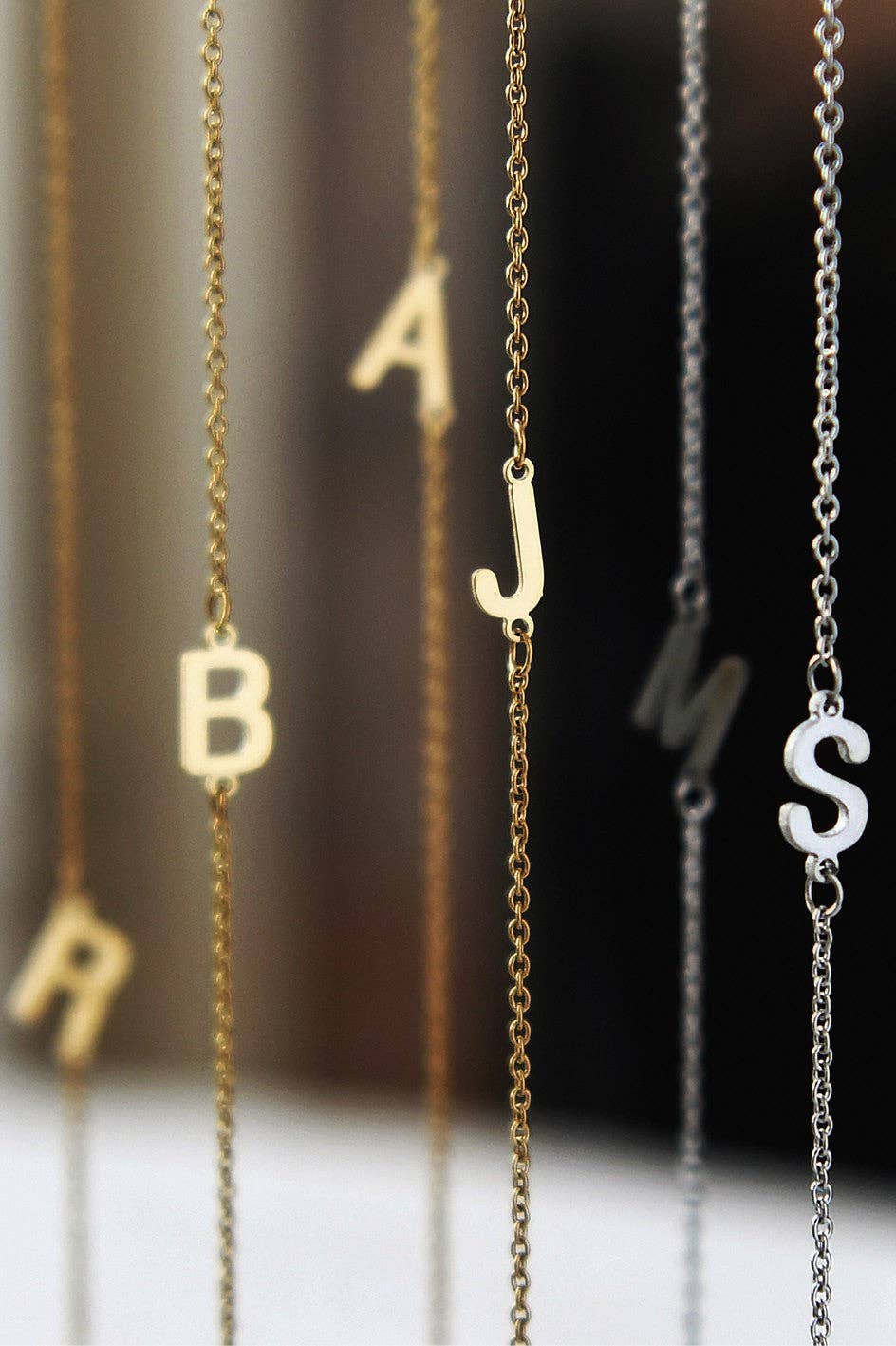 18K Gold Plated Waterproof Stainless Steel Initial Necklace