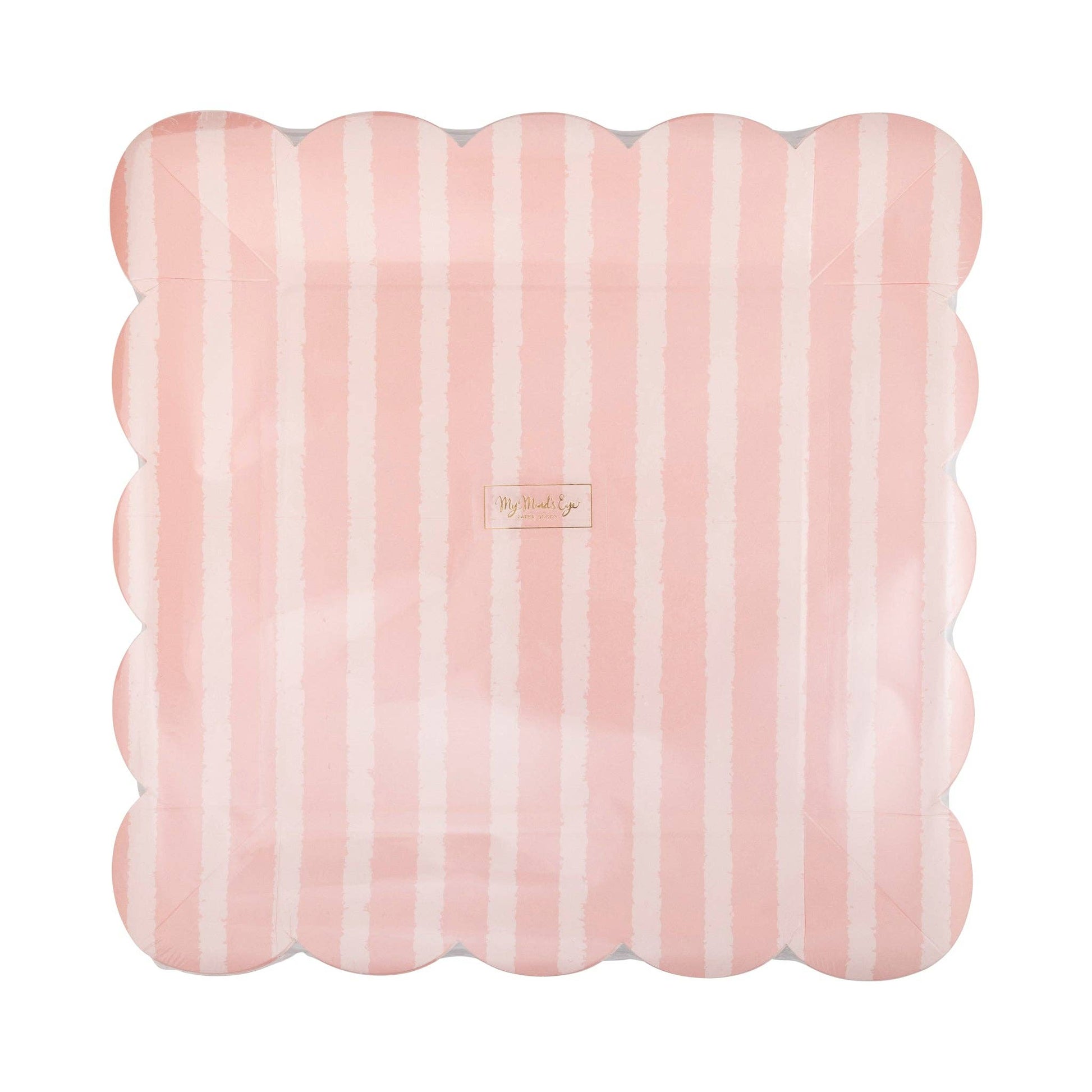 10" Pink Striped Paper Plate Set