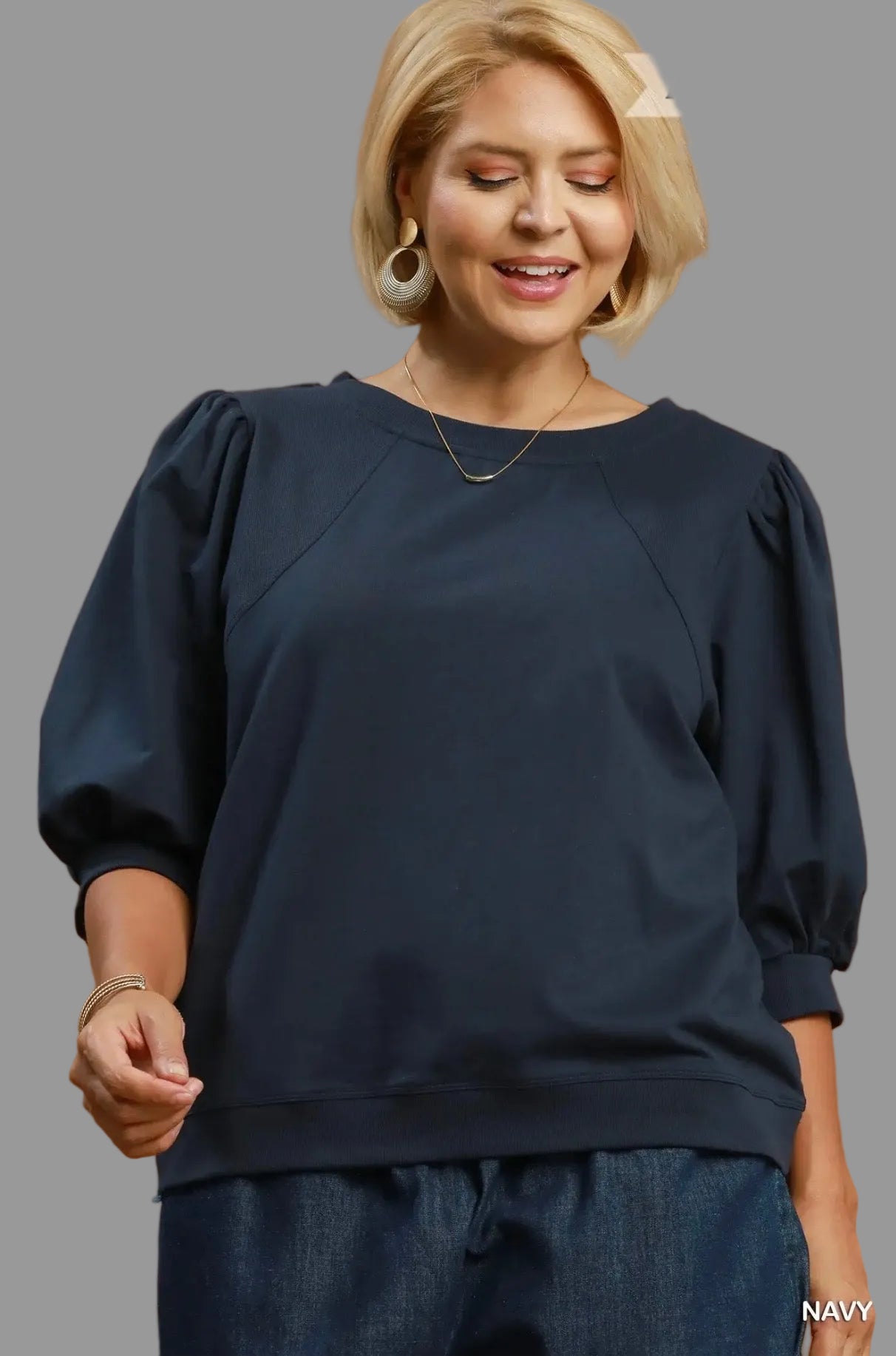 Curvy Puff Sleeve Sweatshirt