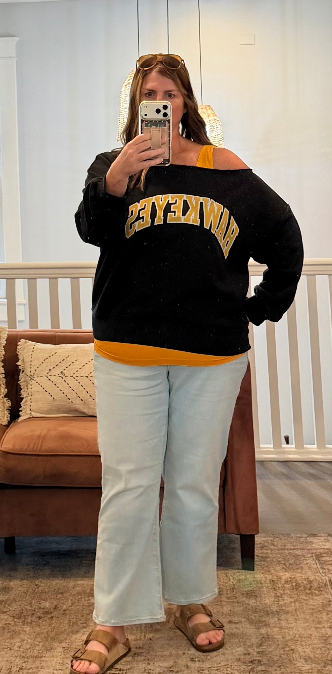 Curvy Iowa French Terry Fleece Off Shoulder Top