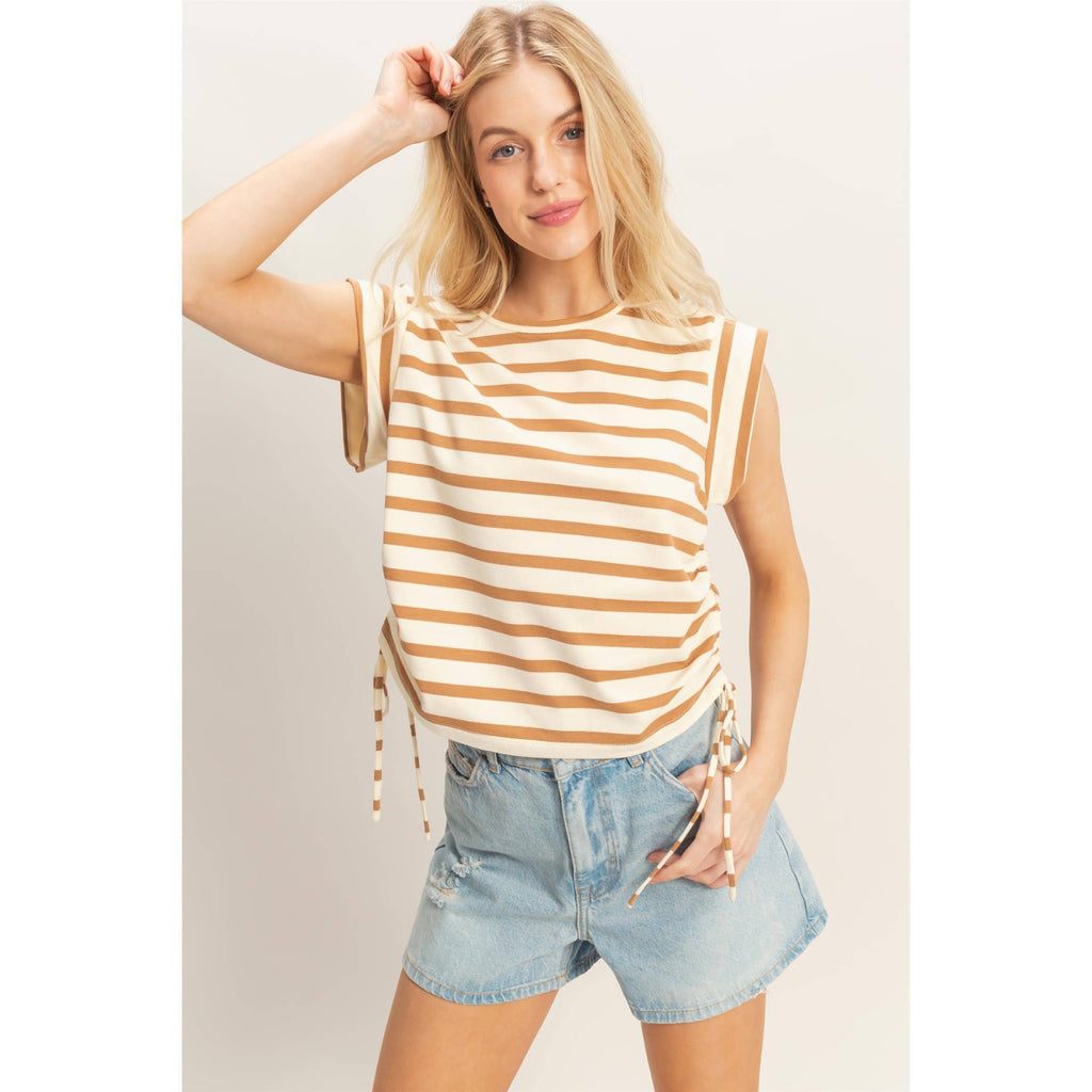 Striped Sleeveless Tie-Side Top