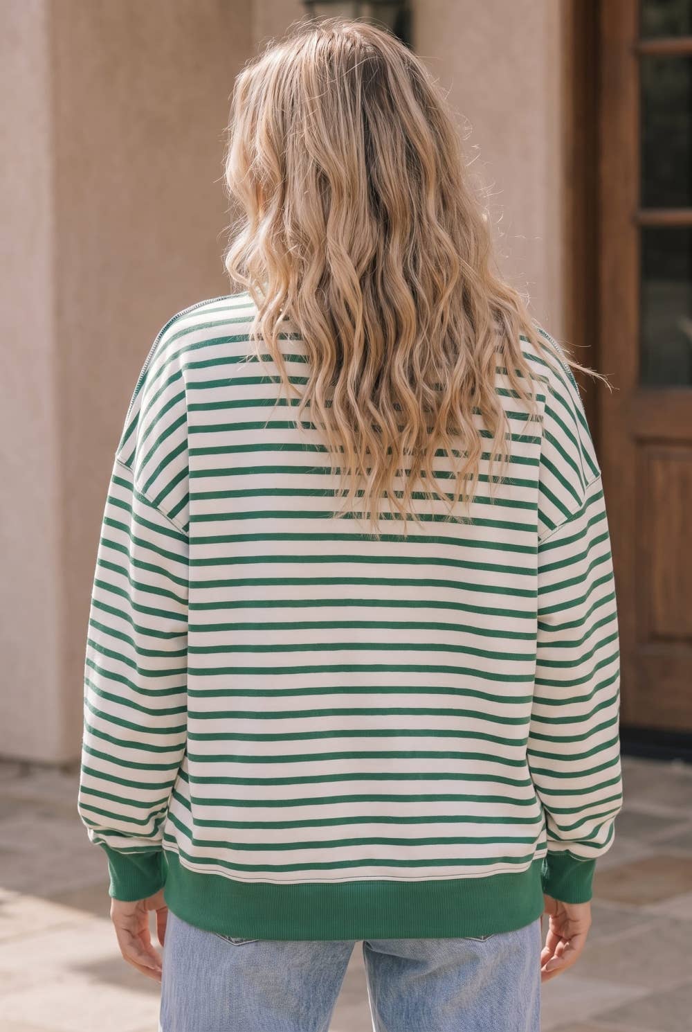 Chenille Merry Striped Oversized Pullover