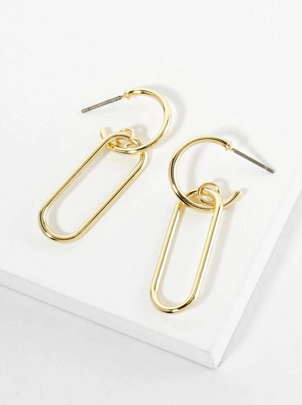 Polished 14K-Gold-Dipped Geometric Dangle Earrings