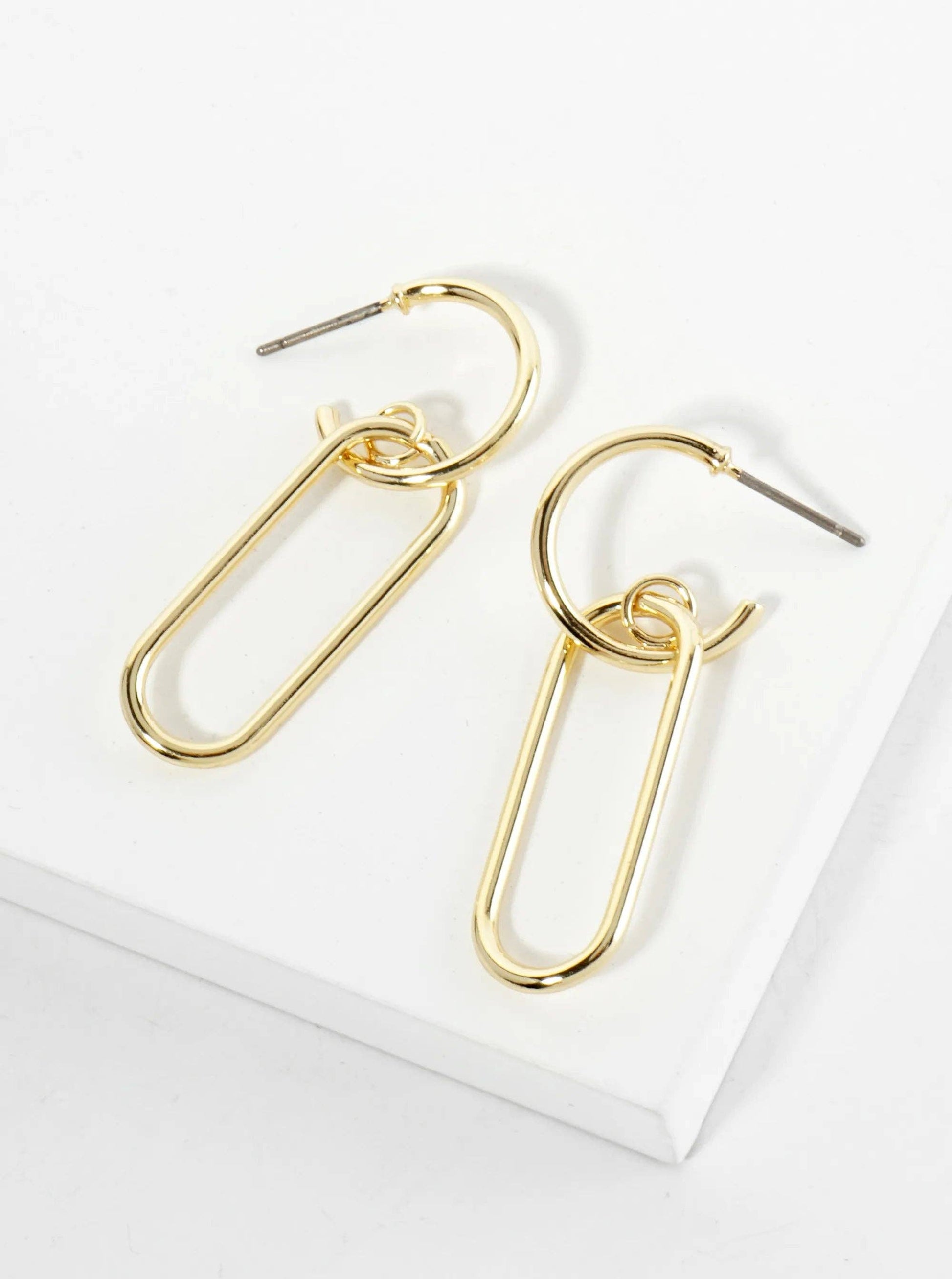 Polished 14K-Gold-Dipped Geometric Dangle Earrings