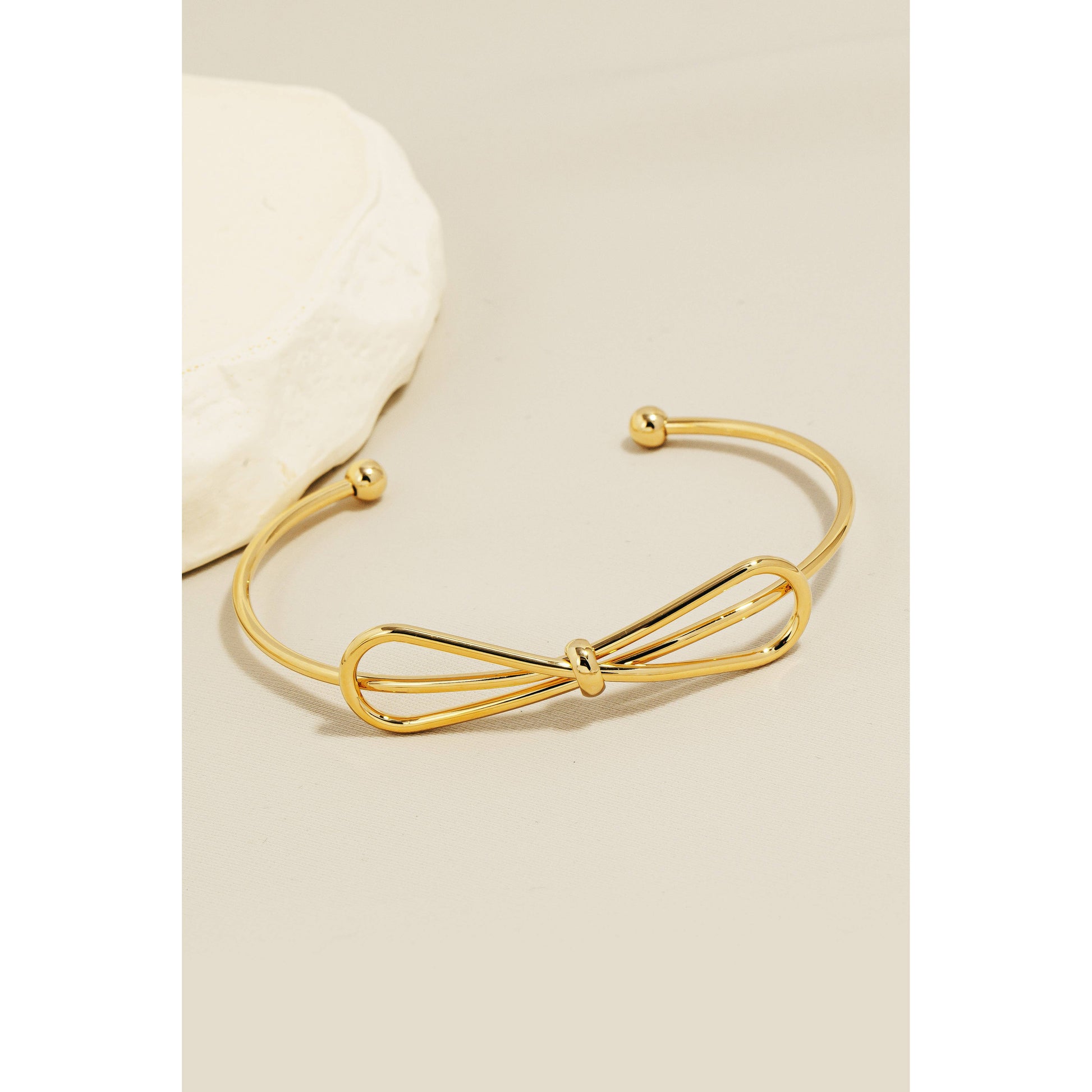 Ribbon Bow Metallic Cuff Bracelet