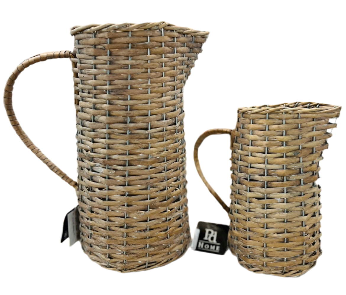 8" WICKER PITCHER VASE