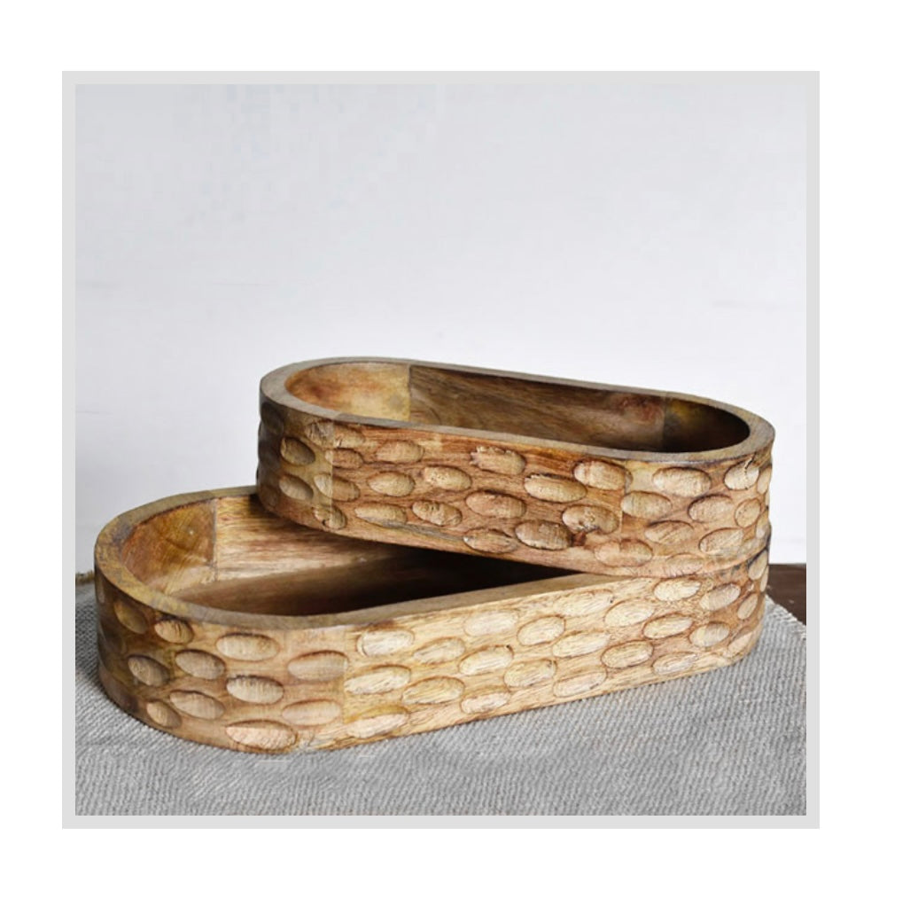 SM CARVED WOOD TRAYS