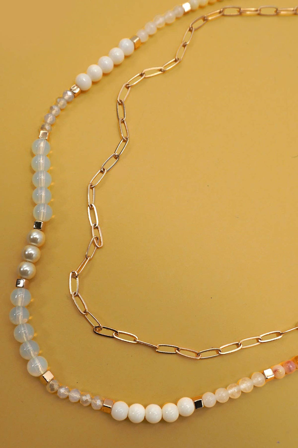 DOUBLE LAYER NATURAL SEMI PRECIOUS BEAD NECKLACE
