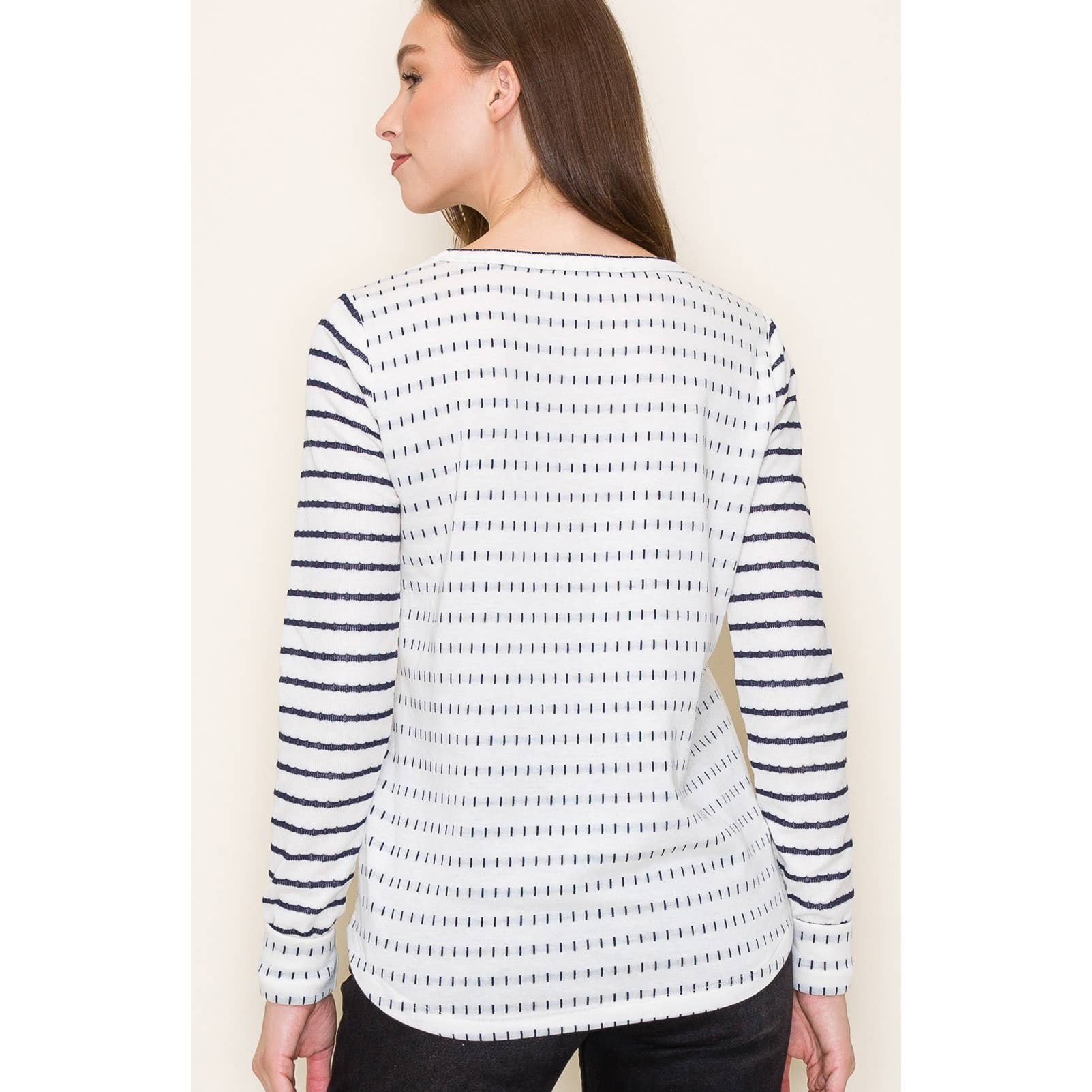 DOUBLE STRIEPD POLY FRENCH TERRRY TOP