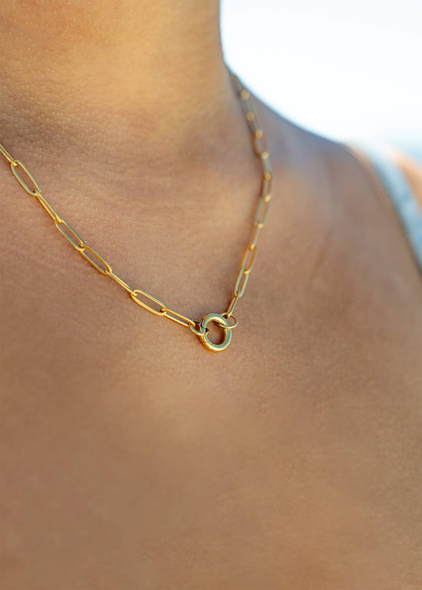 Stainless Steel Paperclip Charm Keeper Necklace: Stainless / 20"+2"