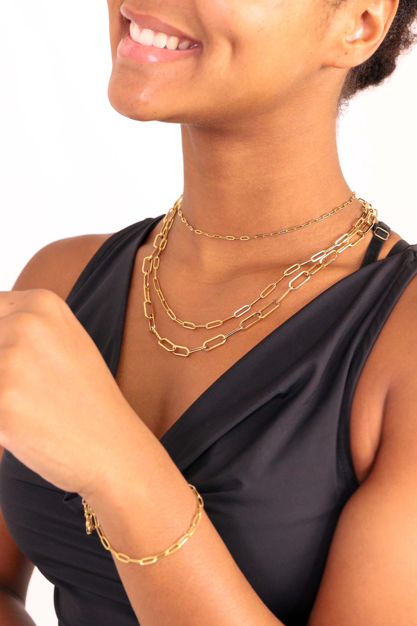 18K Gold Paperclip Chain Necklace: 16+02" / 4mm