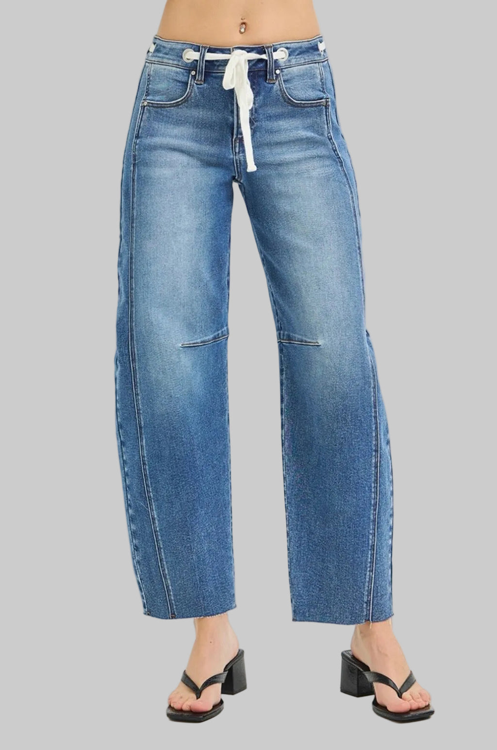 Risen Slouchy Ankle Barrel Jean with Drawstring Waist