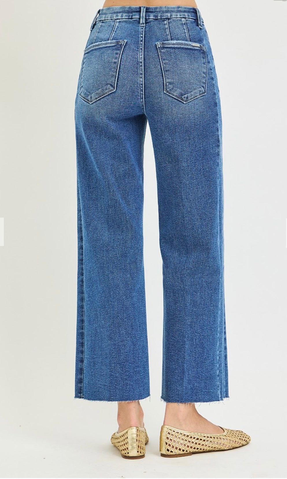 Risen High Rise Crop Side Seam Jeans