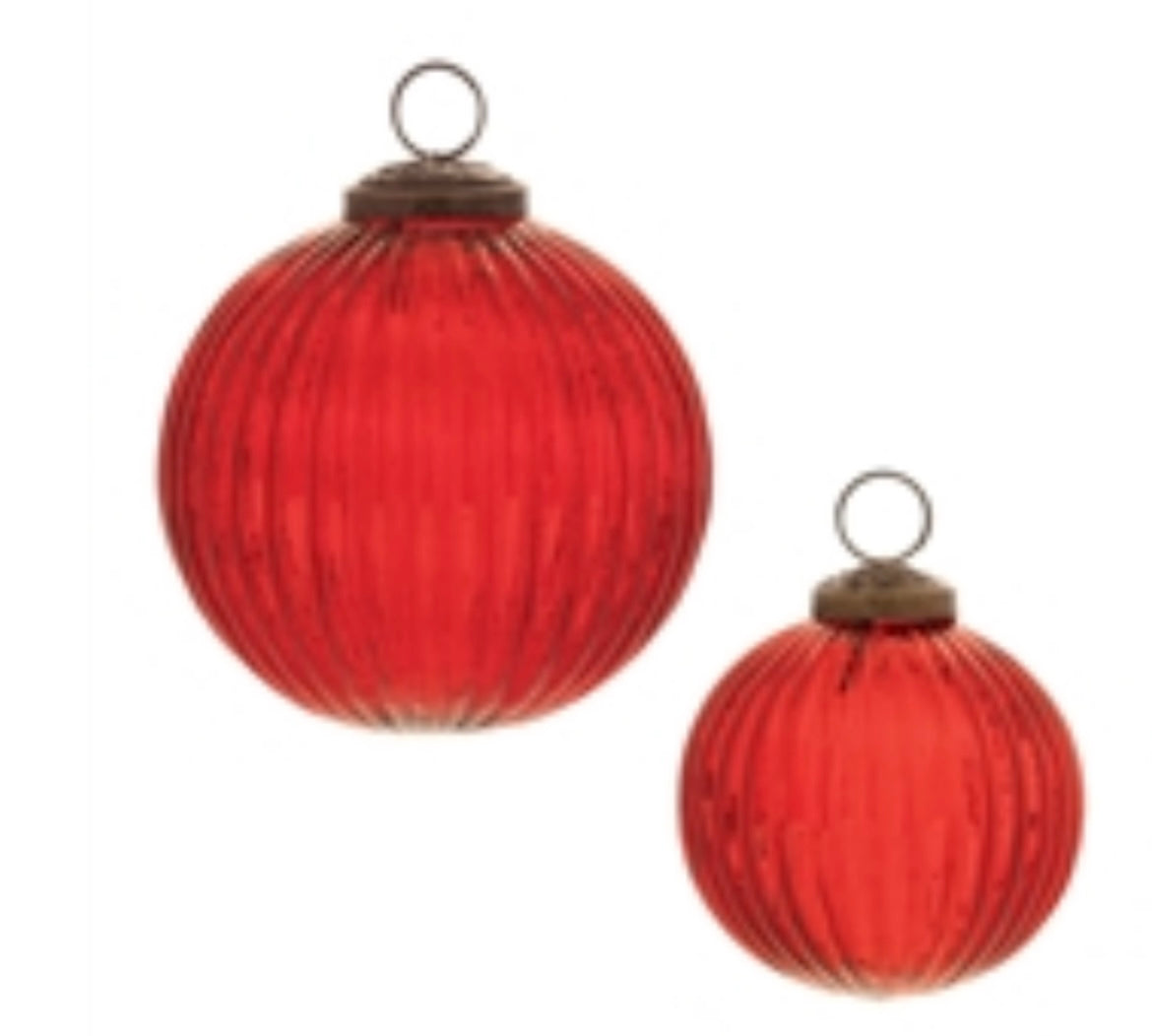 3" Red Glass Ball Ornament