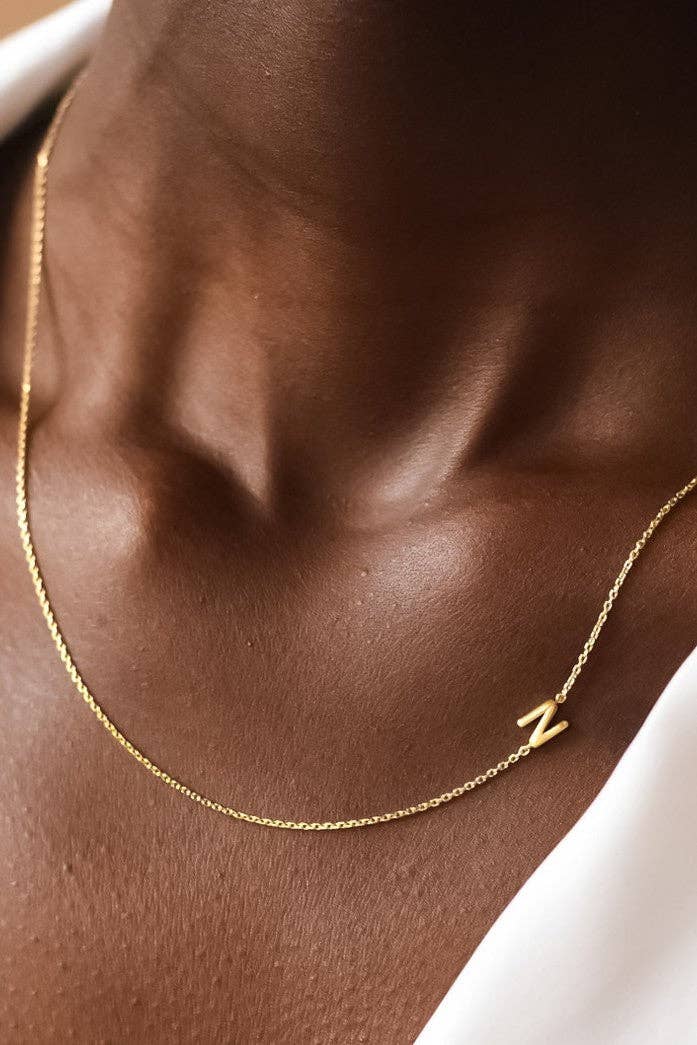 18K Gold Plated Waterproof Stainless Steel Initial Necklace