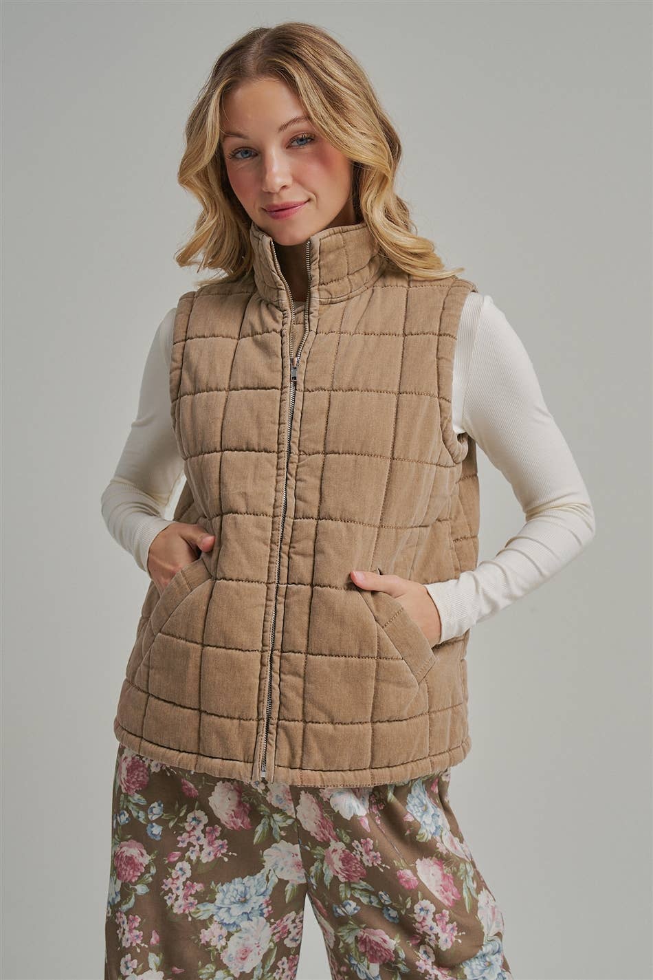 VINTAGE WASHED QUILTED PUFFER VEST