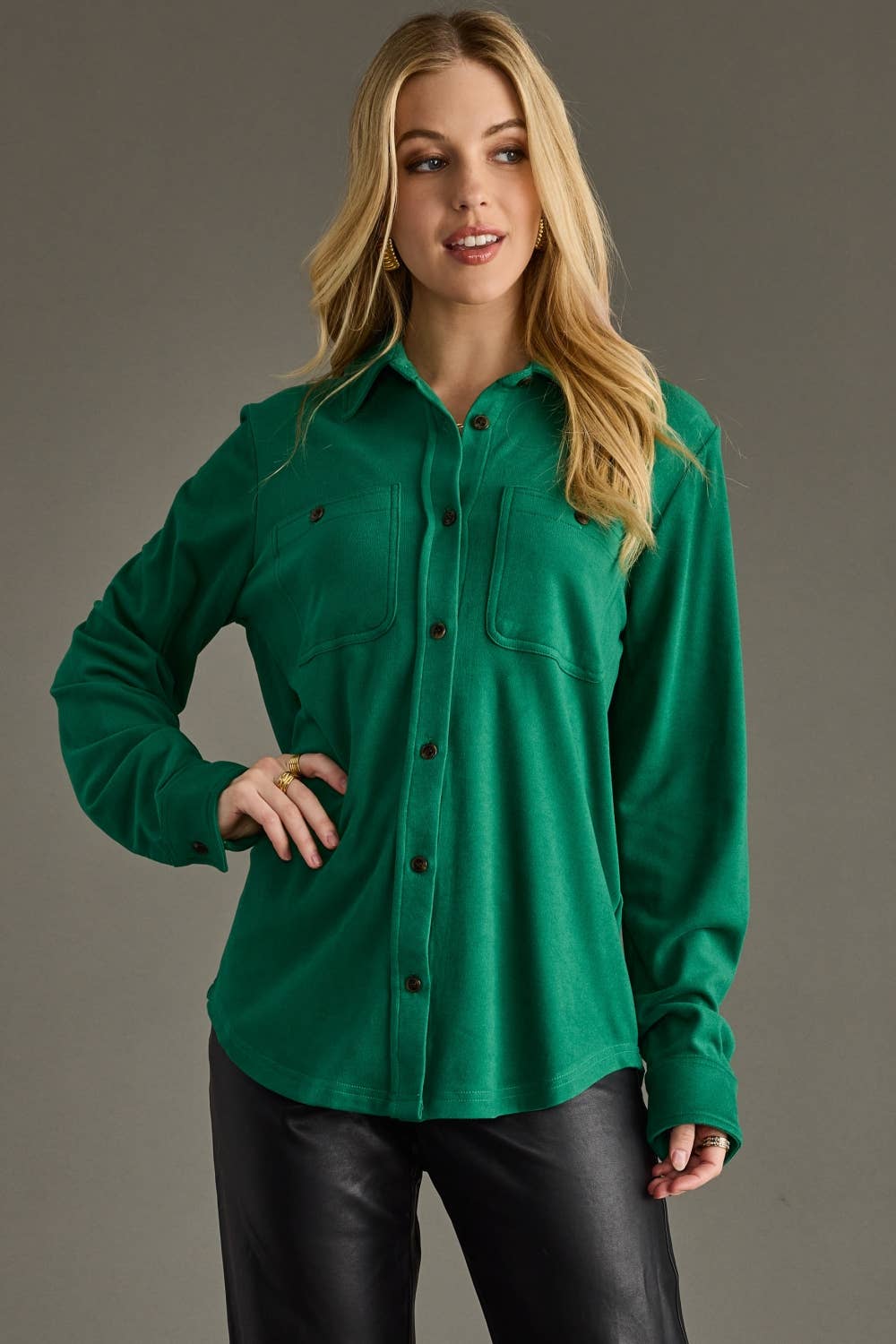 Green Super Soft Button Up
