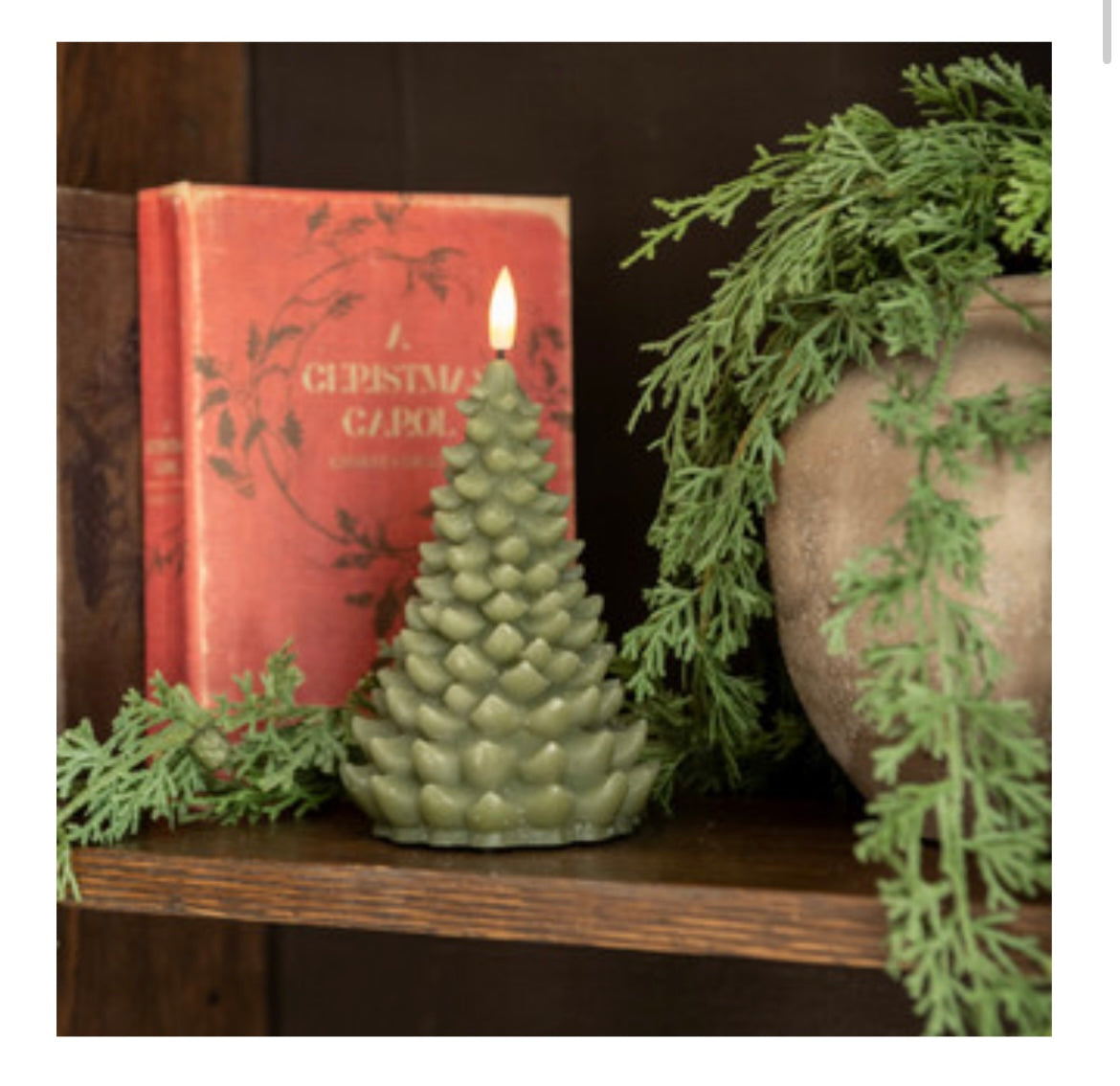 7" Dark Green Balsam Tree LED Candle