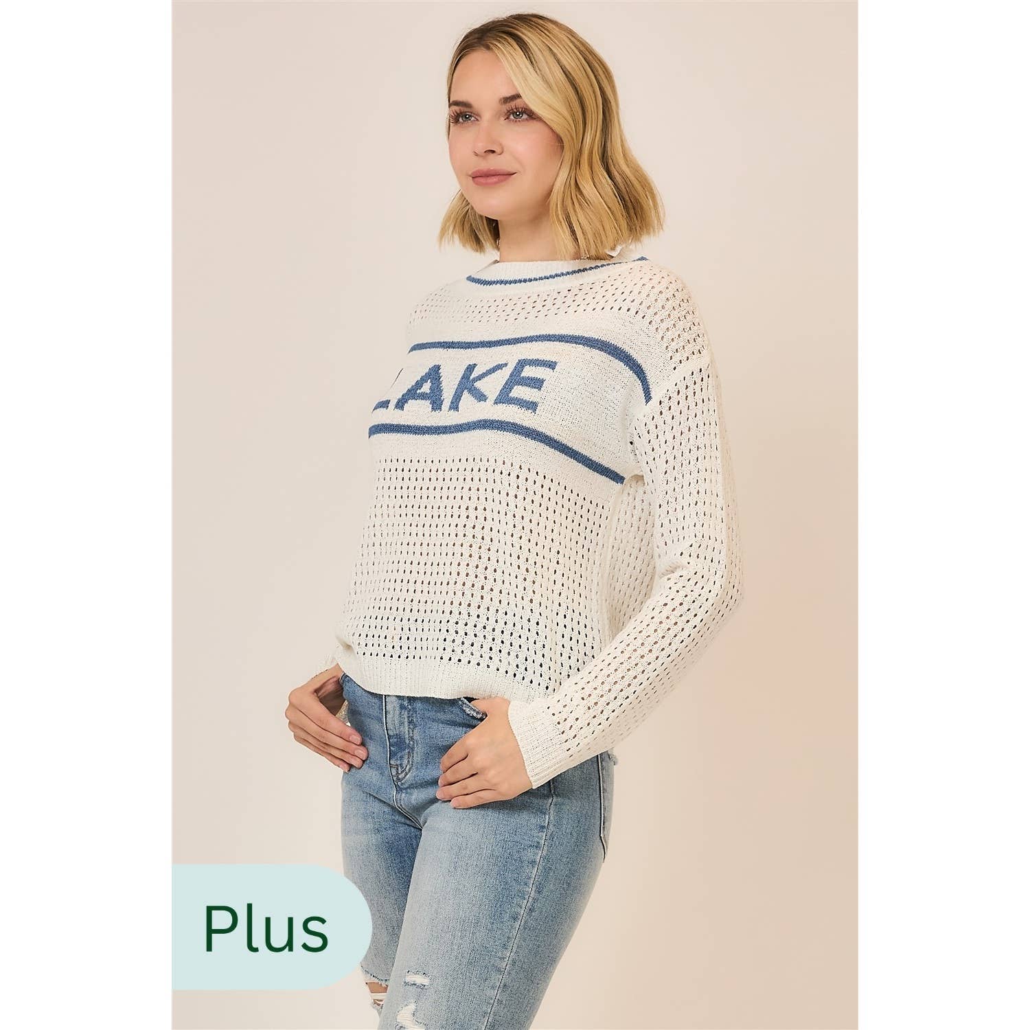 Curvy Open Light Knit LAKE Pullover Sweater