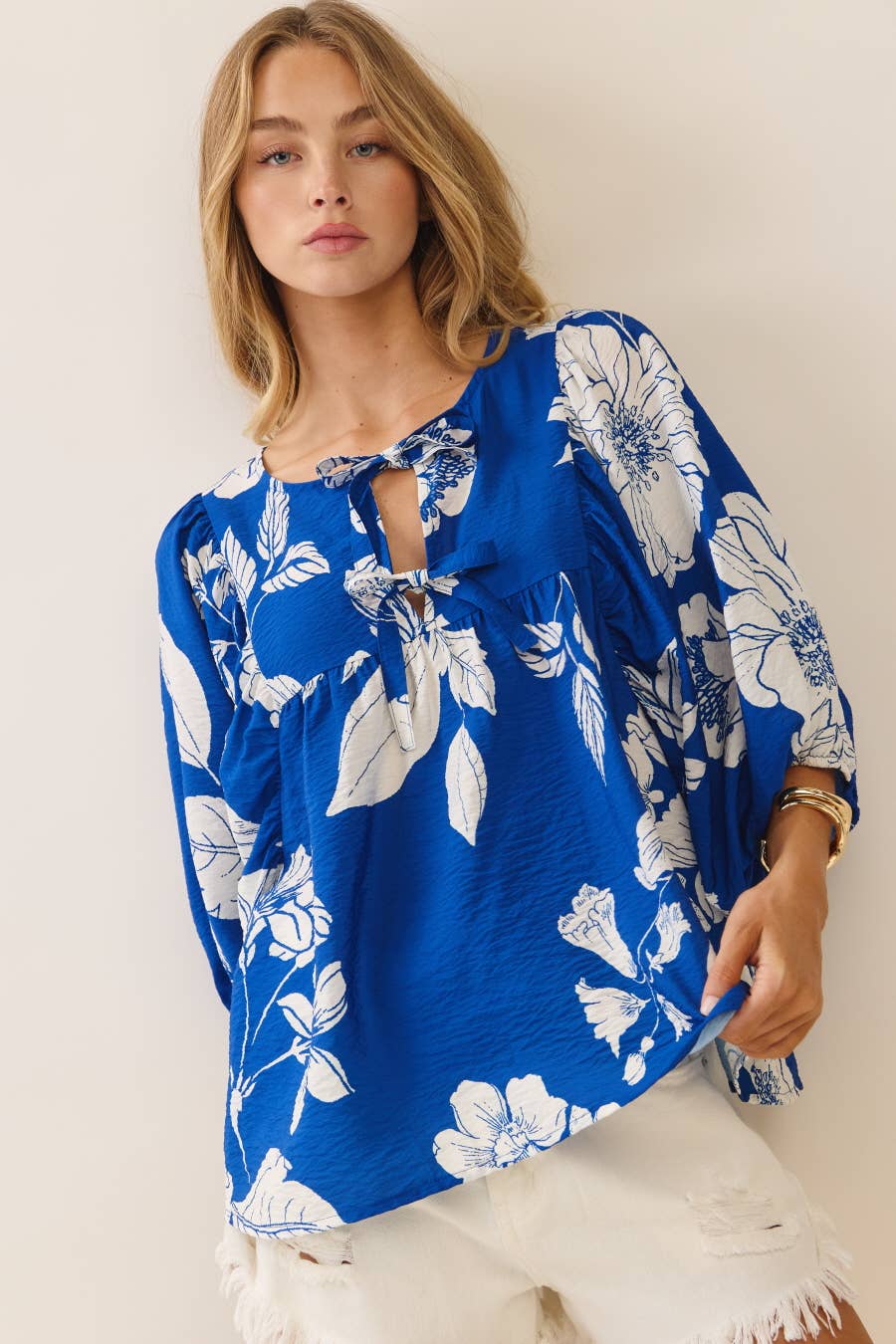 Curvy Floral Print Blouse
