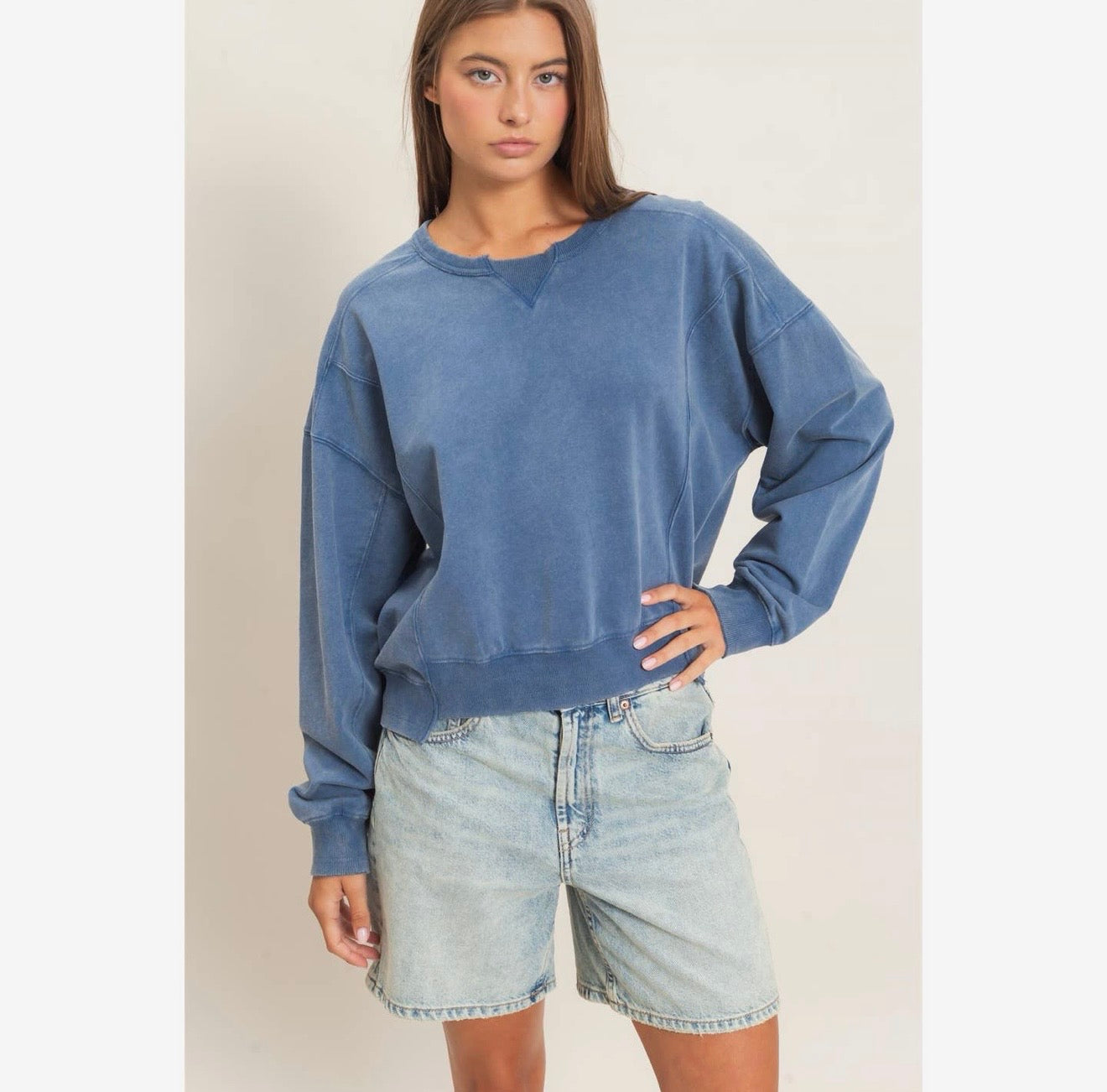 Notched Hem Sweatshirt