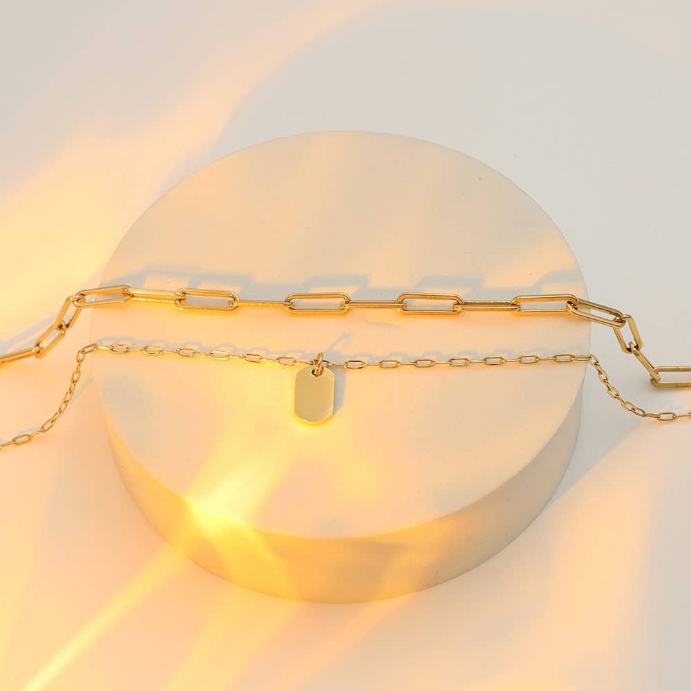 18K STAINLESS STEEL TARNISH FREE LAYERED NECKLACE