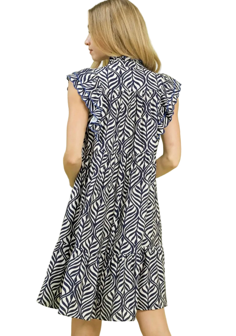 Leaf Pattern Tiered Dress