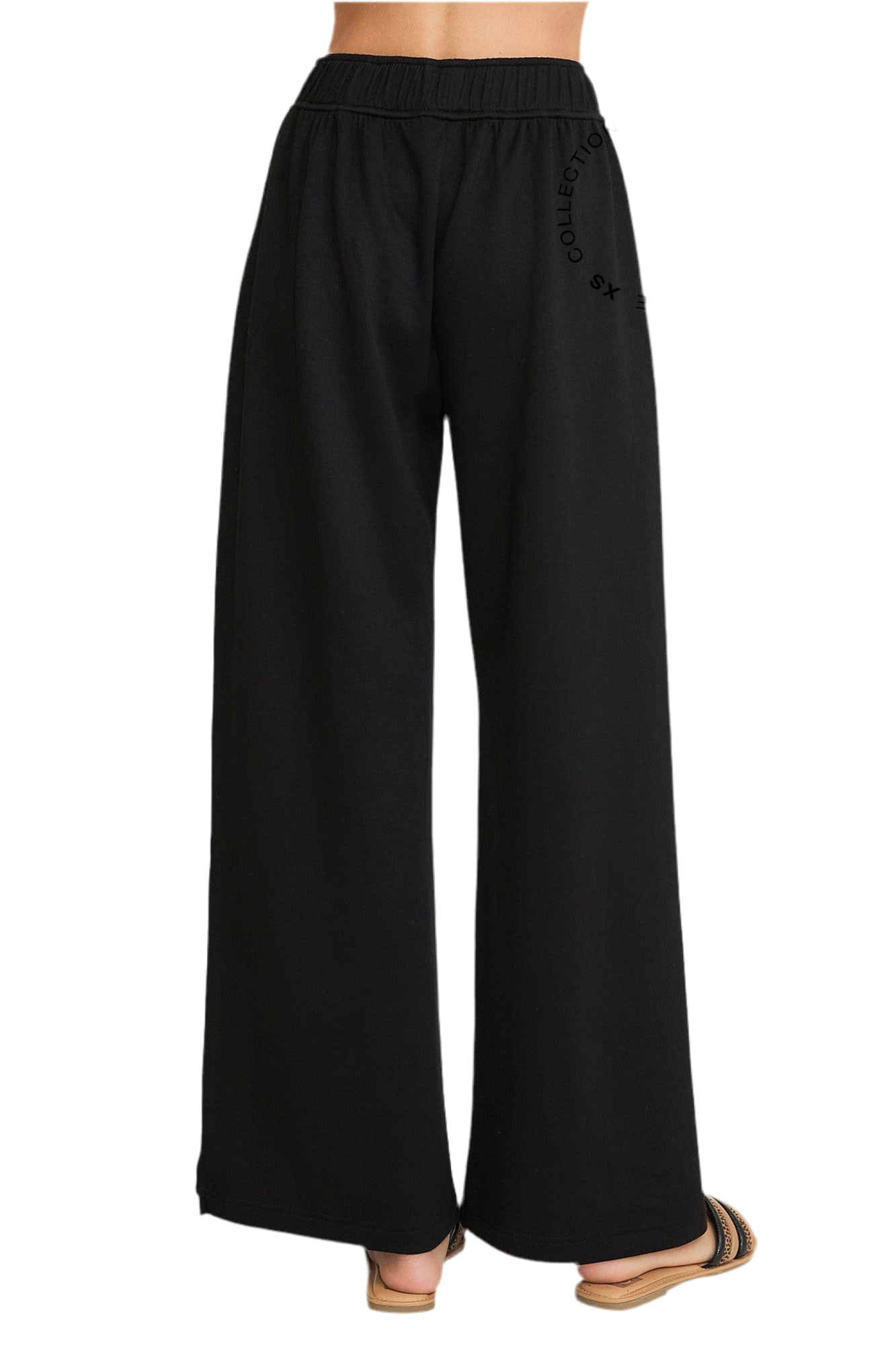 Black wide leg knit pant