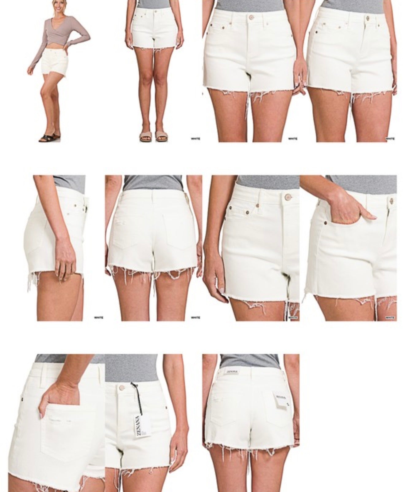 Raw Hem White Denim Shorts