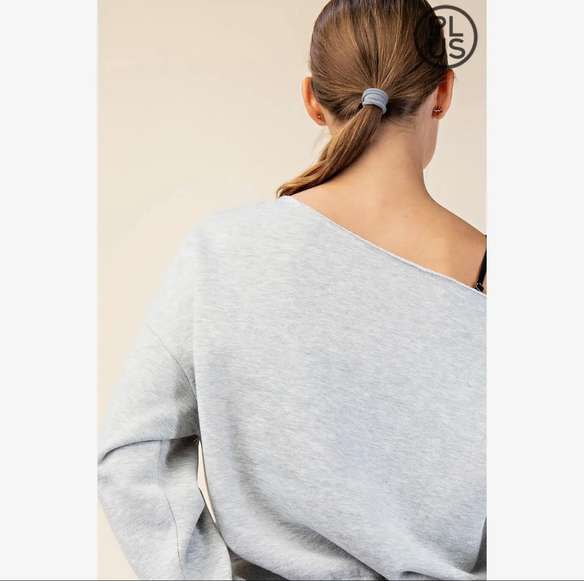 Curvy French Terry Fleece Off Shoulder Top