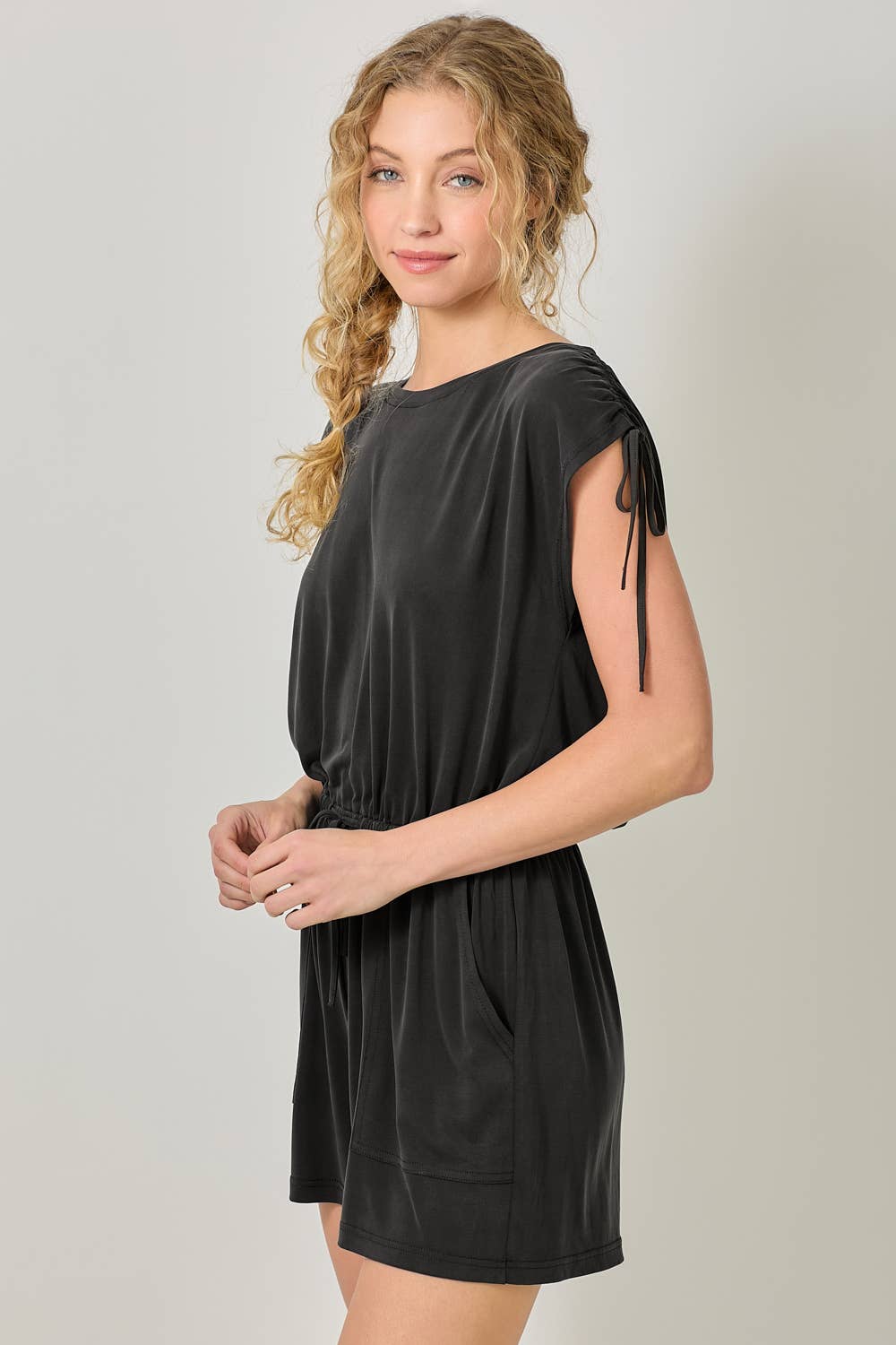 Cinched Shoulder Tie Romper