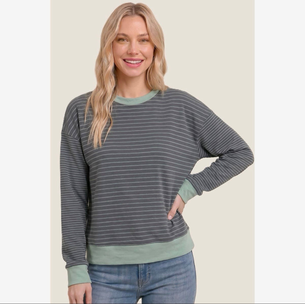 Micro Brushed Stripe Sweatshirt