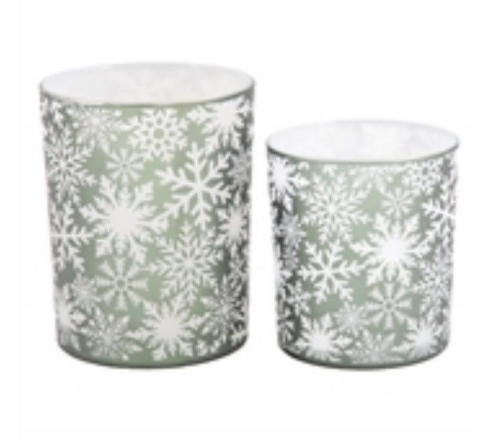 Green Snowflake Glass Jars
