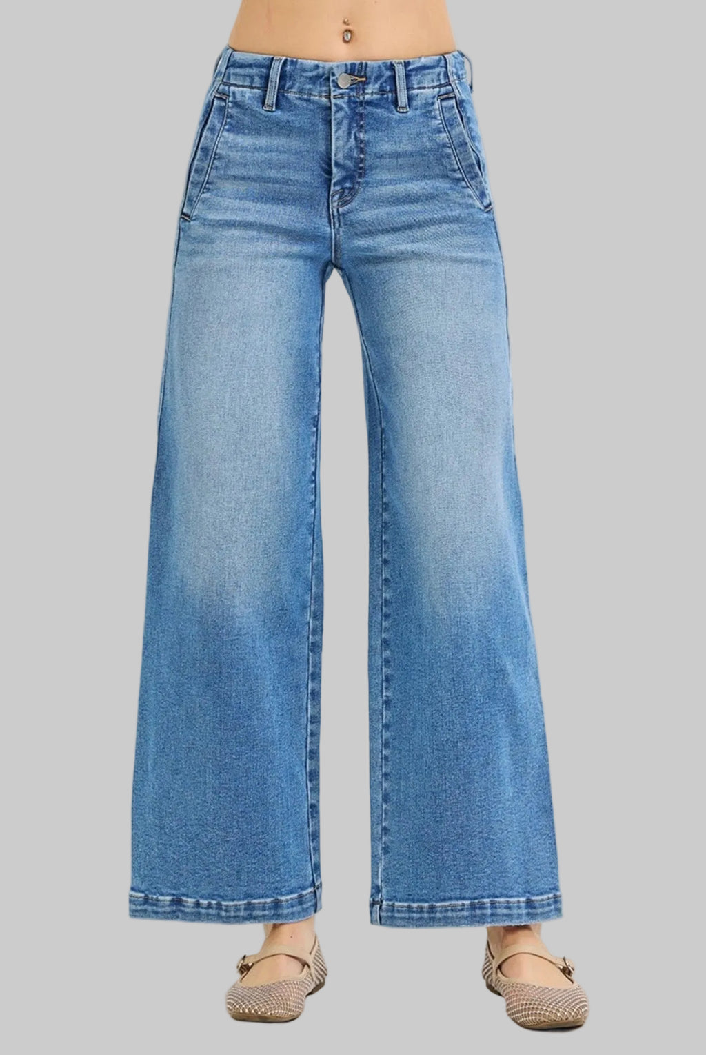 Risen Mid Rise Ankle Wide Seam Jean