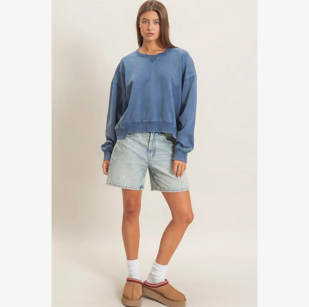 Notched Hem Sweatshirt