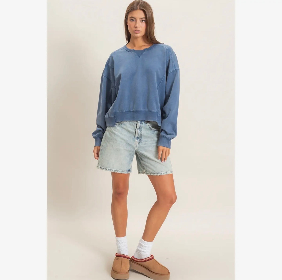 Notched Hem Sweatshirt