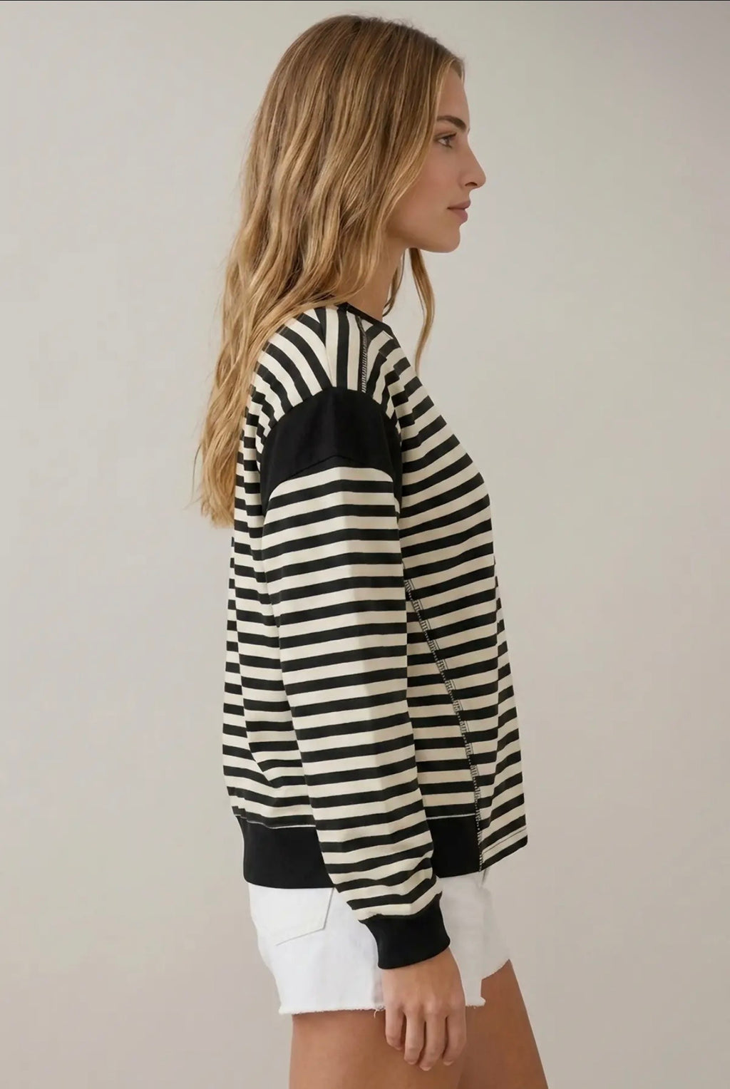Stripe Shoulder Detail Sweatshirt