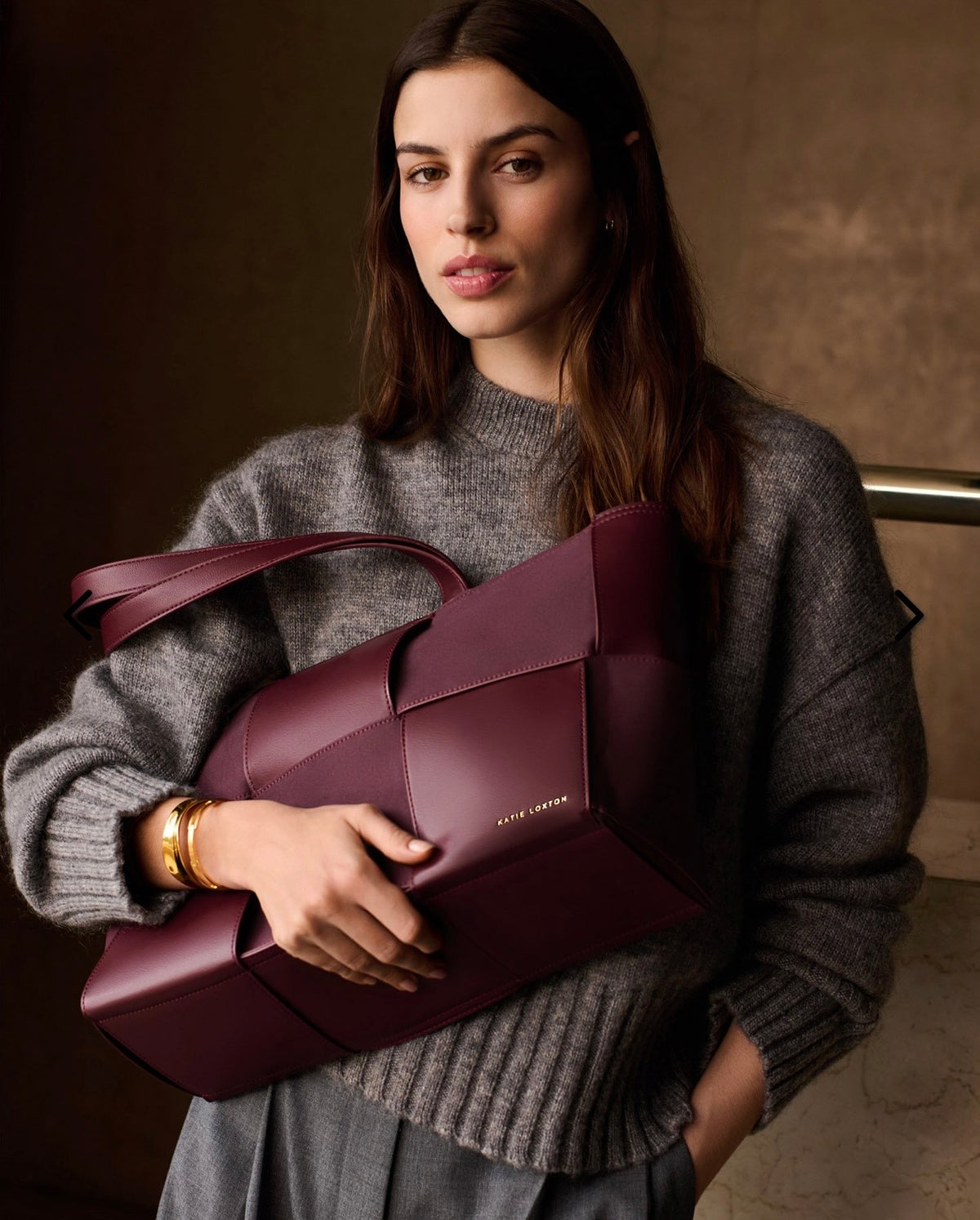 Taya Hand Woven Suedette Tote Bag in Cherry