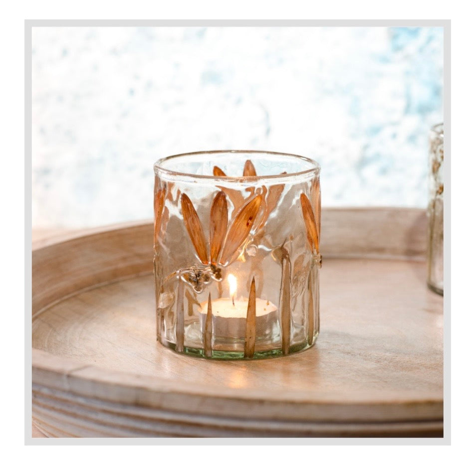 3.5" Pressed Flower Glass Jar