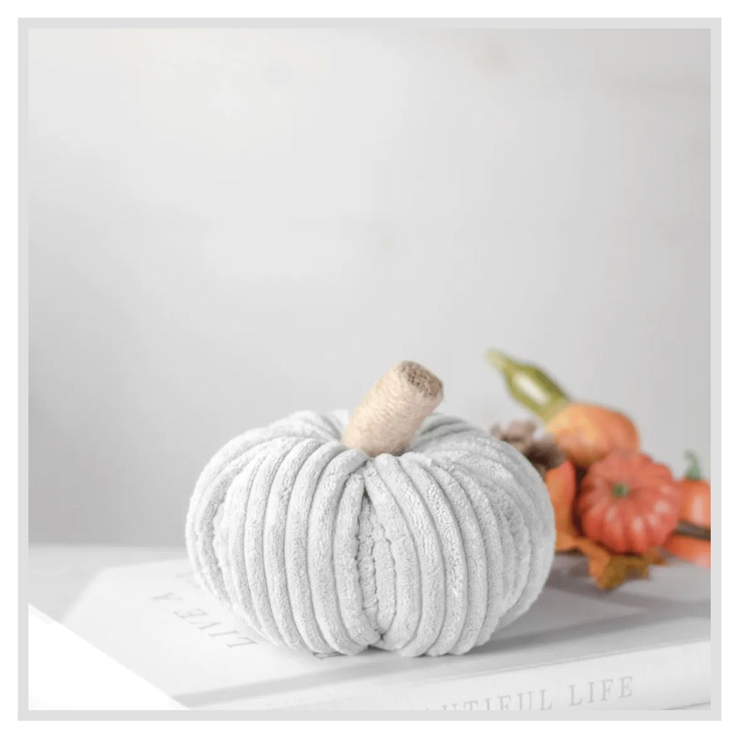 7" Grey Velvet Pumpkin