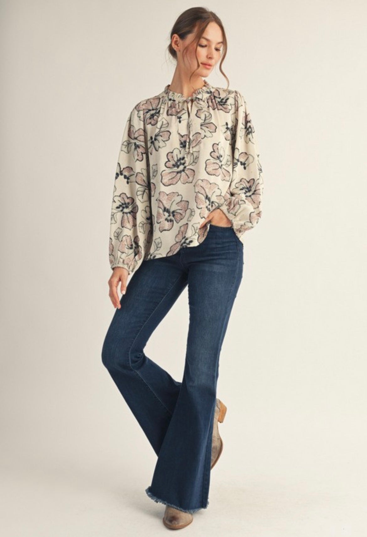 Gold Accent Floral Top