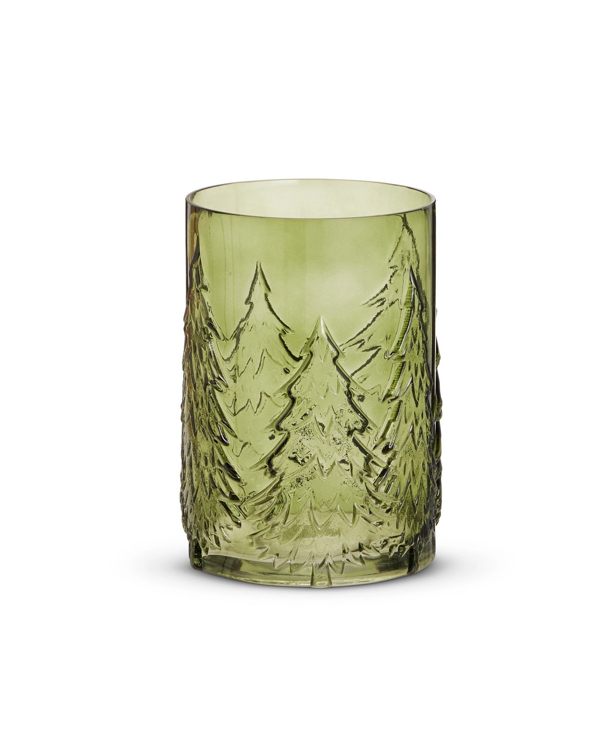 8.5" Green Tree Glass Lantern