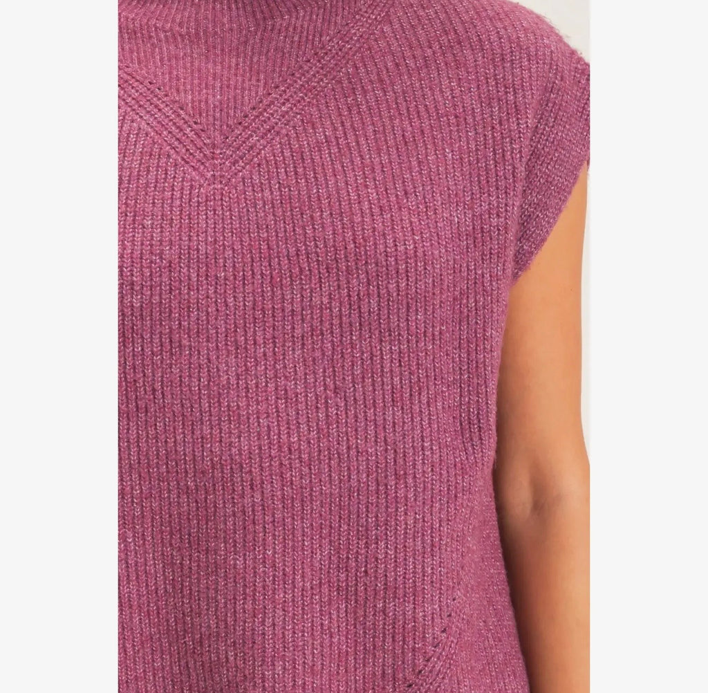 Mock Neck Cap Sleeve Sweater