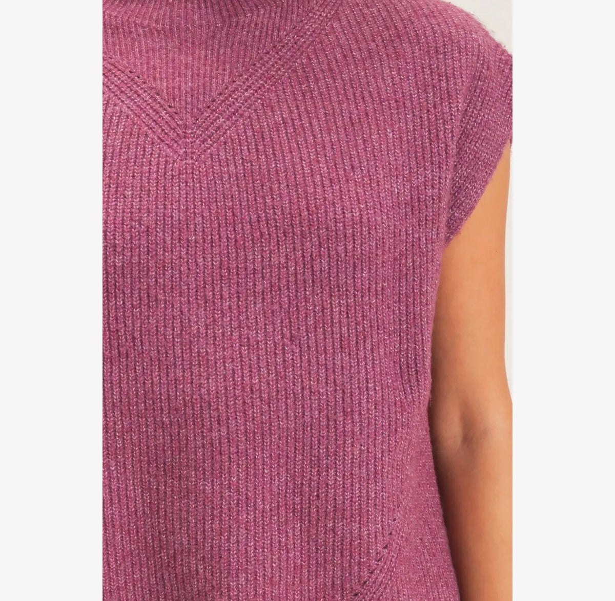 Mock Neck Cap Sleeve Sweater