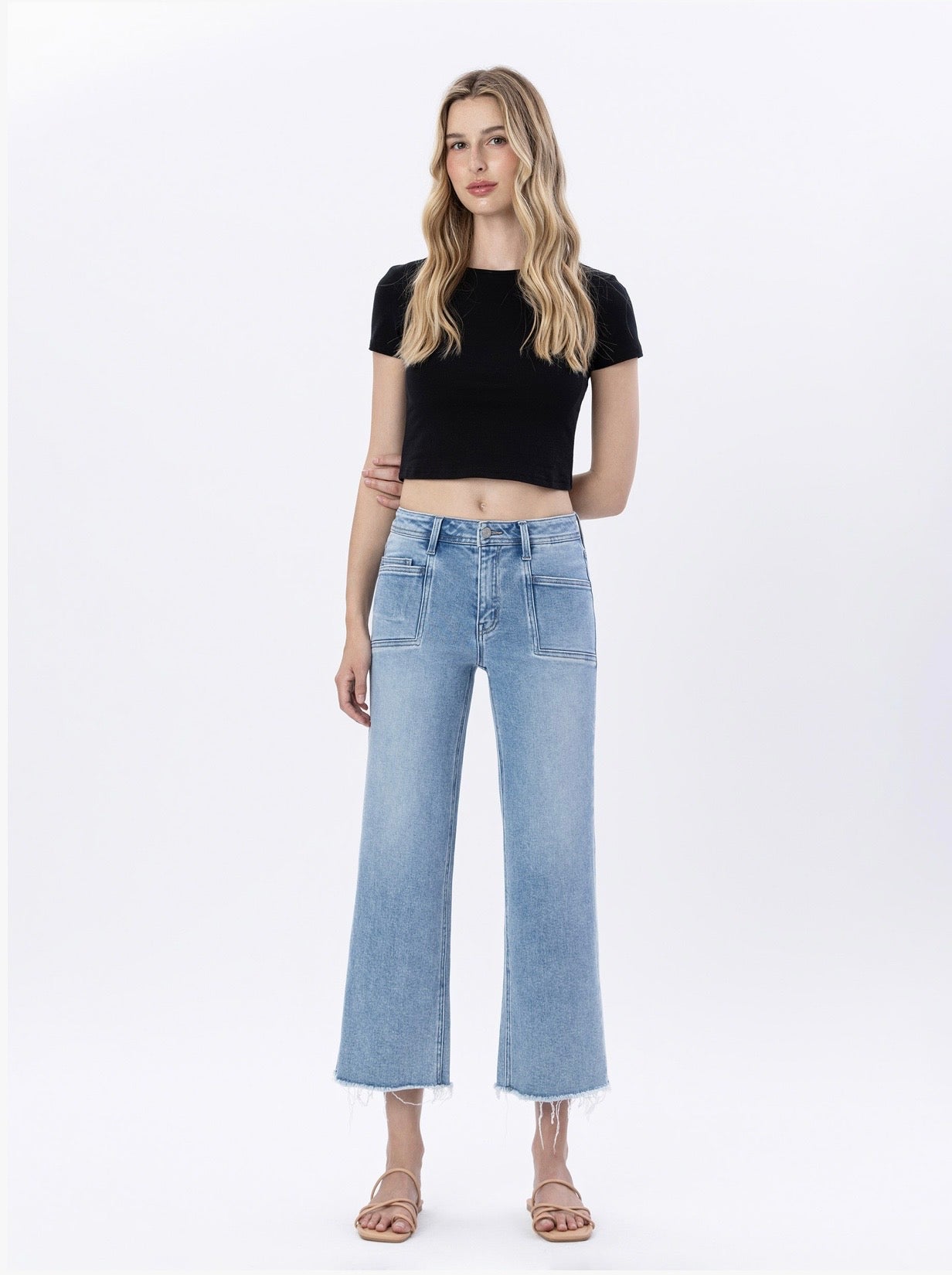 Vervet High Rise Crop Slim Wide Leg Jeans