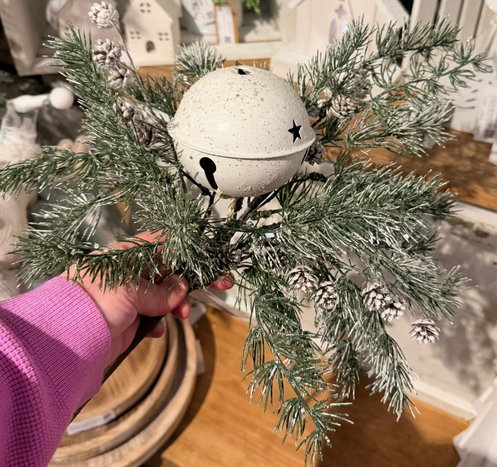 White Frosted Bell Pine Pick