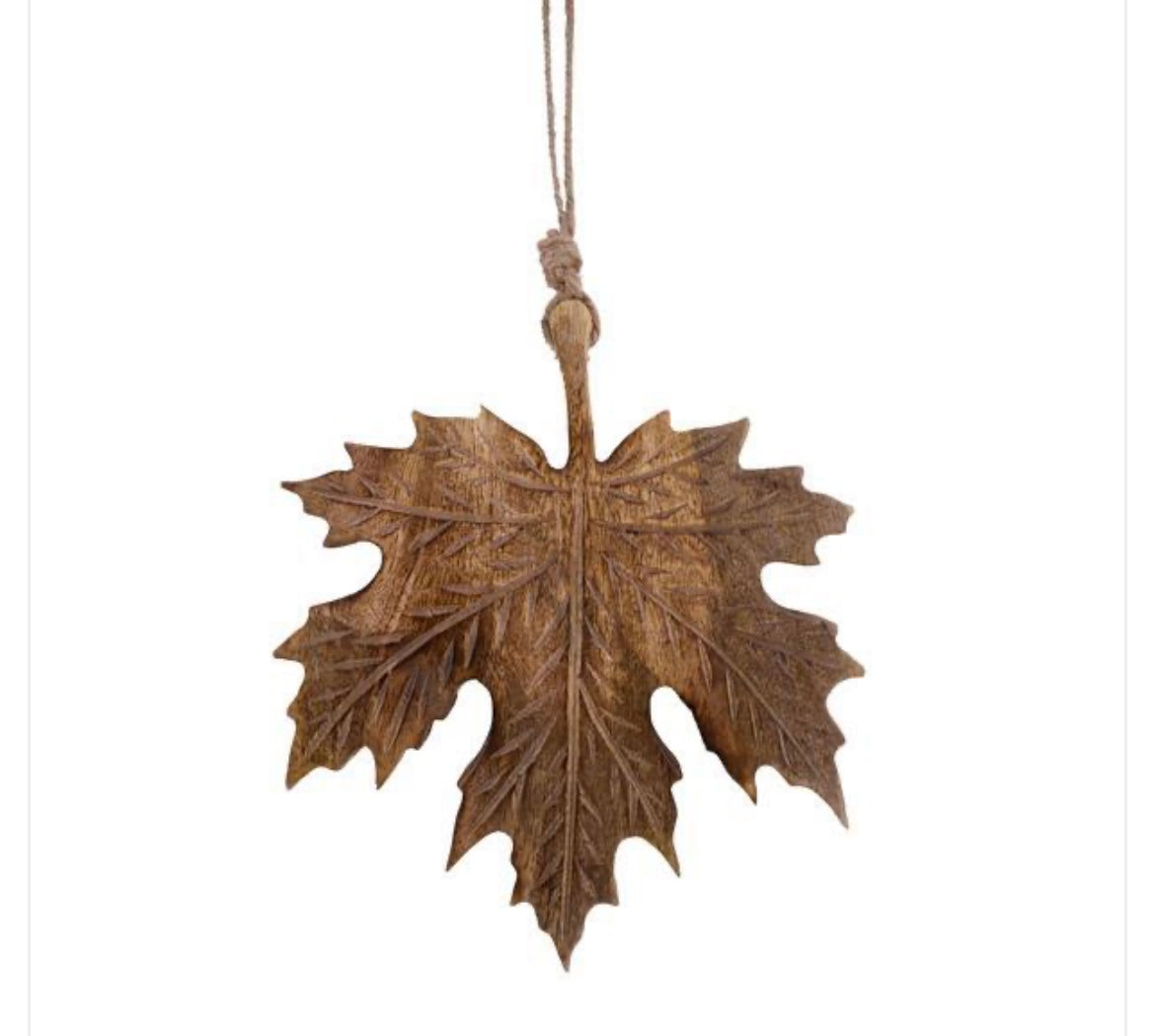 Wood Maple Leaf on String - LG