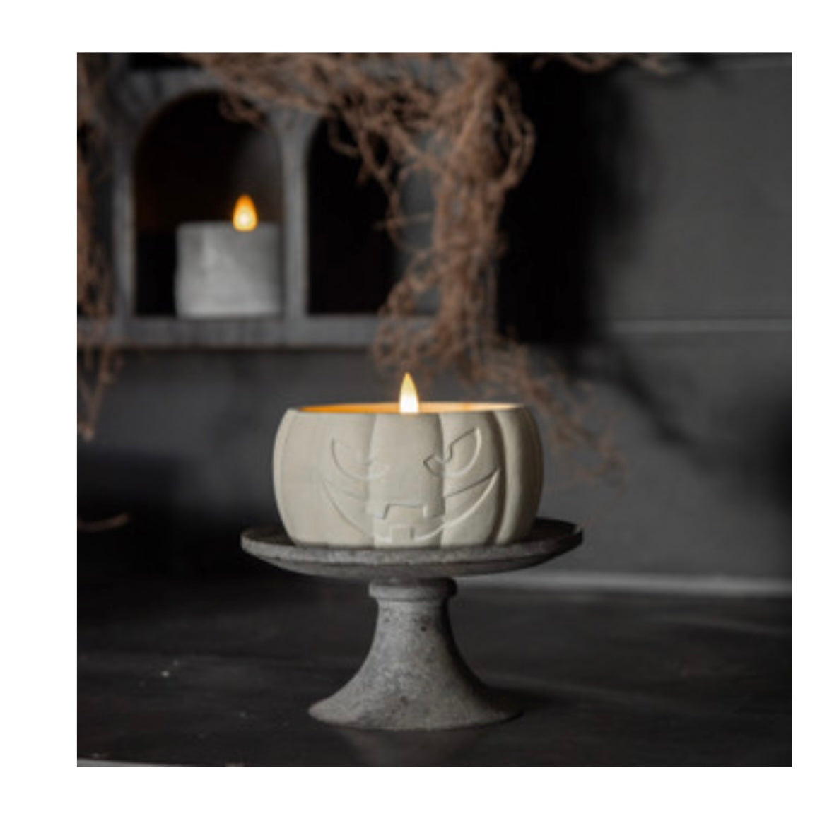 3.5" Cream Jack-o-lantern LED Candle
